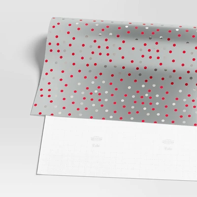 30” 25 Sq Ft Christmas Roll Wrap Red Gray Silver Dot - Wondershop™ 2 30” 25 Sq Ft Christmas Roll Wrap Red Gray Silver Dot - Wondershop™ - Image 2