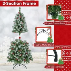 Costway 5FT/6.5FT/7.5FT Artificial Christmas Tree Hinged With 200/420/560/650 Warm LED Lights & 126/207/267/309 Red Berries -Northlight Shop GUEST 03c382a7 c2b8 435e ab4e d580f3478778