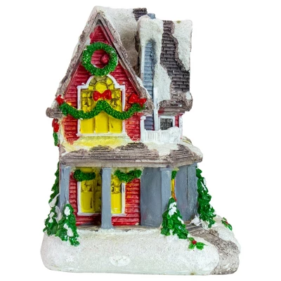 Northlight LED Lighted Snowy House Christmas Village Decoration - 5" - Red 3 Northlight LED Lighted Snowy House Christmas Village Decoration - 5" - Red - Image 3