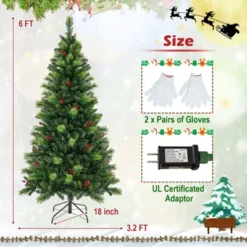 Costway 6FT/7FT/8FT Pre-Lit Artificial Christmas Tree 9 Lighting Modes With 300/400/500 LED Lights & Timer -Northlight Shop GUEST 06c0ba21 5104 44ad b9fe ea566248d930