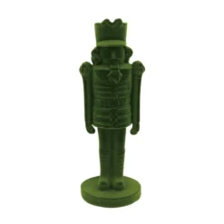 Transpac Medium Flocked Green Nutcracker Figurine Christmas Decor Tabletop Gift For Holiday Decorations Indoor Use