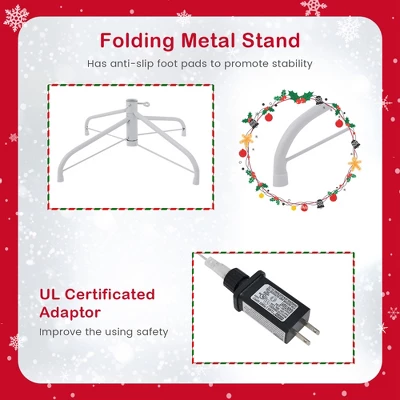 Costway 7 FT Flocked Artificial Christmas Tree Hinged With 500 LED Lights 1200 Branch Tips 7 Costway 7 FT Flocked Artificial Christmas Tree Hinged With 500 LED Lights 1200 Branch Tips - Image 7