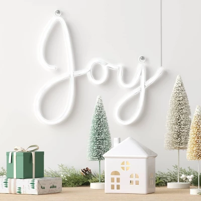 LED Battery Operated Christmas Neon Joy Hangable Sign White - Wondershop™ 1 LED Battery Operated Christmas Neon Joy Hangable Sign White - Wondershop™