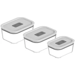 OU Glass Food Storage Container Set 6pc (set Of 3) Microwave, Freezer & Dishwasher Safe, Airtight Leak Proof Lid With Microwave Valve, Stackable -Northlight Shop GUEST 094df4ca 1fdb 4810 890e 0407158afeea