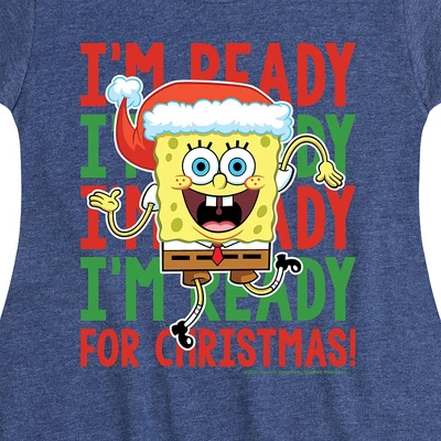 Girls' - SpongeBob SquarePants - I'm Ready For Christmas Fit & Flair Cap Sleeve Graphic Dress 1 Girls' - SpongeBob SquarePants - I'm Ready For Christmas Fit & Flair Cap Sleeve Graphic Dress