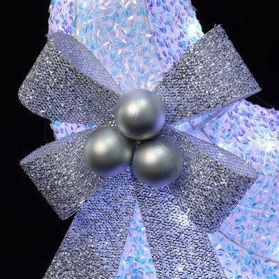 LuxenHome 2-Piece White Reindeer And Sleigh With Silver Bow And Ornaments Outdoor Holiday Decoration With Lights White, Multi, Silver, Brown 10 LuxenHome 2-Piece White Reindeer And Sleigh With Silver Bow And Ornaments Outdoor Holiday Decoration With Lights White, Multi, Silver, Brown - Image 10