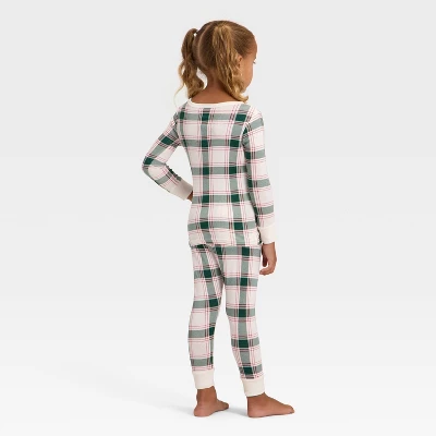 Toddler Plaid Ribbed Long Sleeve Shirt And Pants Holiday Matching Family Pajama Set - Wondershop™ Cream 1 Toddler Plaid Ribbed Long Sleeve Shirt And Pants Holiday Matching Family Pajama Set - Wondershop™ Cream