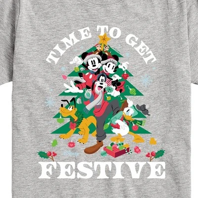 Boys' - Disney - Mickey And Friends Time To Get Festive Christmas Short Sleeve Graphic T-Shirt 1 Boys' - Disney - Mickey And Friends Time To Get Festive Christmas Short Sleeve Graphic T-Shirt