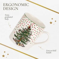 Spode Christmas Tree Polka Dot Mug, 16-Ounce Ceramic Cup With Handle - Festive Holiday Design - Microwave, Dishwasher, Freezer Safe -Northlight Shop GUEST 14c08fd5 922a 43d0 acbc f390b1871afd