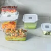 OU Glass Food Storage Container Set 6pc (set Of 3) Microwave, Freezer & Dishwasher Safe, Airtight Leak Proof Lid With Microwave Valve, Stackable