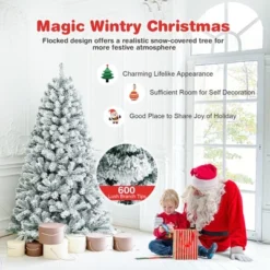 Costway 6/7.5/9 Ft Snow Flocked Hinged Artificial Christmas Tree Unlit Metal -Northlight Shop GUEST 1502ff69 7f27 4825 8a01 aee7cd317487