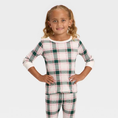 Toddler Plaid Ribbed Long Sleeve Shirt And Pants Holiday Matching Family Pajama Set - Wondershop™ Cream 2 Toddler Plaid Ribbed Long Sleeve Shirt And Pants Holiday Matching Family Pajama Set - Wondershop™ Cream - Image 2