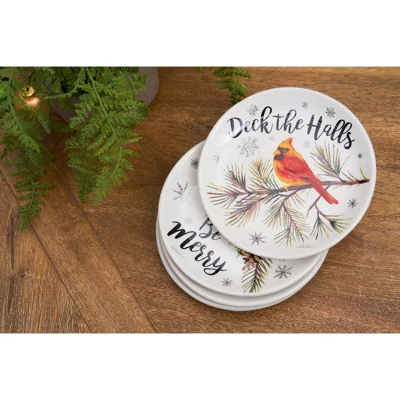 C&F Home 6" X 6" Holiday Sentiment Dolomite Round Dessert Plates Featuring Red Cardinals On Tree Branches Set Of 4 4 C&F Home 6" X 6" Holiday Sentiment Dolomite Round Dessert Plates Featuring Red Cardinals On Tree Branches Set Of 4 - Image 4