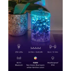 Twinkly Strings App-Controlled LED Christmas Lights With 250 RGB+W (16 Million Colors + Warm White) LEDs. 65.6 Feet -Northlight Shop GUEST 1c4f6310 b3ac 47fd a21f dd5cb065e1f2