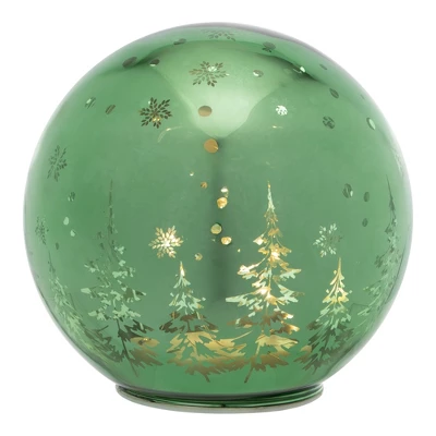 Northlight LED Lighted Pine Trees And Snowflakes Glass Globe Christmas Decoration - 6" 4 Northlight LED Lighted Pine Trees And Snowflakes Glass Globe Christmas Decoration - 6" - Image 4