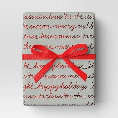 30” 20 Sq Ft Christmas Roll Wrap Holiday Sentiments On Grey - Wondershop™ 1 30” 20 Sq Ft Christmas Roll Wrap Holiday Sentiments On Grey - Wondershop™