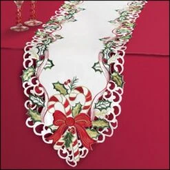 Collections Etc Candy Cane Christmas Table Linens