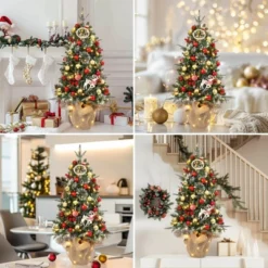 Homhougo 3FT 2-Pack Tabletop Flocked Christmas Trees With Cloth Bag Base, Small Decor For Office Or Entry -Northlight Shop GUEST 240ccf61 1118 4b6b a335 902761f8a1ec
