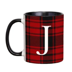 Personalization Mall Christmas Red Plaid Initial Coffee Mug -Northlight Shop GUEST 26519822 e48f 4c24 9952 37c2c4d2c6d8