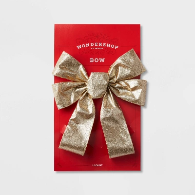 Glitter Fabric Christmas Bow Gold - Wondershop™ 2 Glitter Fabric Christmas Bow Gold - Wondershop™ - Image 2