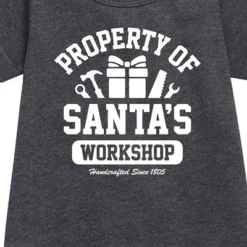 Girls' - Instant Message - Property Of Santas Workshop Christmas Graphic Short Sleeve Fleece Dress