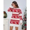 Ugly Christmas Sweater Dress For Women Xmas Crew Neck Pullover Sweater Holiday Knitted Mini Tunic Dress