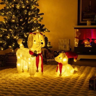 Tangkula 2-Piece Christmas Lighted Dogs 3D Xmas Light-up Cute Poodle With 60 LED Lights Red Scarves Zip Ties & Ground Stakes 2 Tangkula 2-Piece Christmas Lighted Dogs 3D Xmas Light-up Cute Poodle With 60 LED Lights Red Scarves Zip Ties & Ground Stakes - Image 2