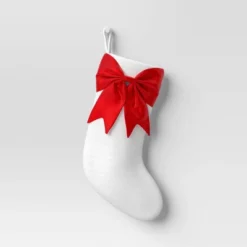 21" White Stocking With 3D Bow Decor - Wondershop™ -Northlight Shop GUEST 2e0a57a5 fba7 45de a5e2 d5a8d67f5c2e