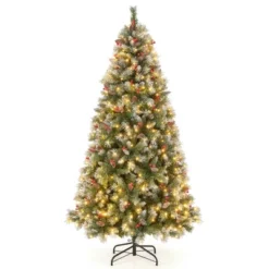 Costway 5FT/6.5FT/7.5FT Artificial Christmas Tree Hinged With 200/420/560/650 Warm LED Lights & 126/207/267/309 Red Berries -Northlight Shop GUEST 2f8e3767 813a 4d39 ae4b 71d14ee3b7eb