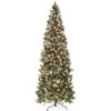 Frosted Pencil Christmas Tree With Warm White Lights, Pre-Lit Artificial Xmas Tree For Home Or Party, Slim Holiday Tree Includes Sturdy Stand
