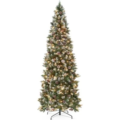Frosted Pencil Christmas Tree With Warm White Lights, Pre-Lit Artificial Xmas Tree For Home Or Party, Slim Holiday Tree Includes Sturdy Stand 1 Frosted Pencil Christmas Tree With Warm White Lights, Pre-Lit Artificial Xmas Tree For Home Or Party, Slim Holiday Tree Includes Sturdy Stand