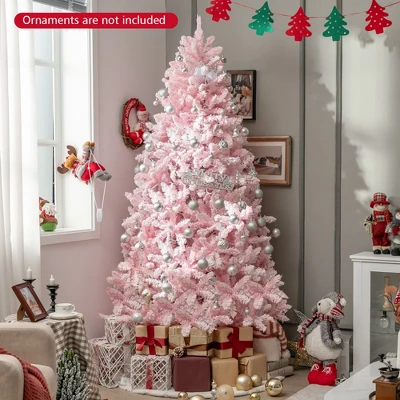 Costway 7 FT Flocked Artificial Christmas Tree Hinged With 500 LED Lights 1200 Branch Tips 2 Costway 7 FT Flocked Artificial Christmas Tree Hinged With 500 LED Lights 1200 Branch Tips - Image 2
