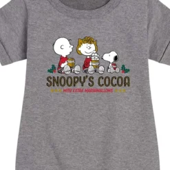 Girls' - Peanuts - Snoopy's Cocoa Christmas Graphic Short Sleeve Fleece Dress