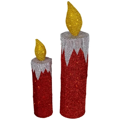 Northlight LED Lighted Candles Outdoor Christmas Decorations - 22.75" - Red - Set Of 2 3 Northlight LED Lighted Candles Outdoor Christmas Decorations - 22.75" - Red - Set Of 2 - Image 3