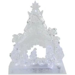 Northlight LED Lighted Nativity Scene In Stable Acrylic Christmas Decoration - 10.75"
