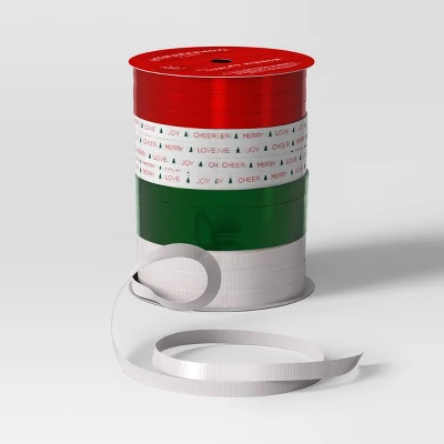 7 End Christmas Curl Ribbon 70' Red/Green/White - Wondershop™ 2 7 End Christmas Curl Ribbon 70' Red/Green/White - Wondershop™ - Image 2