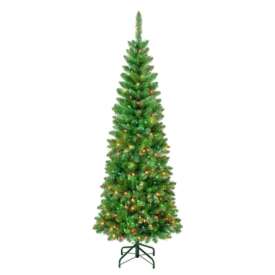 National Tree Company First Traditions Pre-Lit Pencil Rowan Hinged Artificial Christmas Tree Multicolor Lights 4 National Tree Company First Traditions Pre-Lit Pencil Rowan Hinged Artificial Christmas Tree Multicolor Lights - Image 4