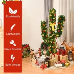 Costway 5Ft Pre-Lit Cactus Christmas Tree LED Lights Ball Ornaments -Northlight Shop GUEST 40b92529 c58e 4df4 9282 b22933d272c2