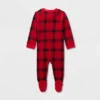 Baby Plaid Ribbed Holiday Matching Family Footed Pajama - Wondershop™ Red/Black
