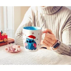 Silver Buffalo Disney Lilo & Stitch Santa Hat Jumbo Curved Ceramic Latte Mug | Holds 25 Ounces -Northlight Shop GUEST 43a9a983 dfb0 4db1 9103 d3a430dec901