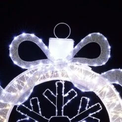 LuxenHome 3Ft Lighted Ornament & Snowflake Wreath, Silver & White Outdoor Christmas Decoration -Northlight Shop GUEST 4796a129 d781 4b01 b59f e6d4533f81bf