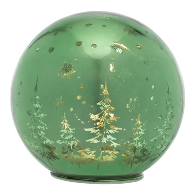 Northlight LED Lighted Pine Trees And Snowflakes Glass Globe Christmas Decoration - 6" 3 Northlight LED Lighted Pine Trees And Snowflakes Glass Globe Christmas Decoration - 6" - Image 3
