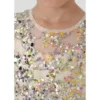 2Bunnies Christmas New Year Holiday Girl Gold Shimmer Sparkle Sequin Dress Puff Sleeve