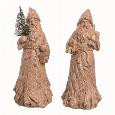 Transpac Resin Wood Carved Santa Figurine Set Of 2 Christmas Home Decorations For Festive Decor 1 Transpac Resin Wood Carved Santa Figurine Set Of 2 Christmas Home Decorations For Festive Decor