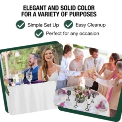 Crown Display White Round Disposable Tablecloth For Parties- 120 Inch White Plastic Table Cloth - Floor Length Tablecloth For 6 Foot Table - 6 Pack -Northlight Shop GUEST 571b888d 417a 4dd2 9ef3 fcc8047ab650