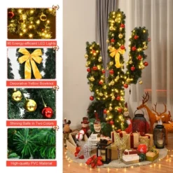 Costway 5Ft Pre-Lit Cactus Christmas Tree LED Lights Ball Ornaments -Northlight Shop GUEST 575a109e dcf0 46e0 868a 8e582ac5c3bf