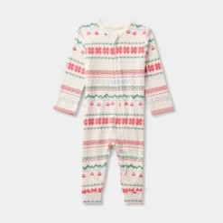 Baby "Let It Snow" Fair Isle Cozy Knit Holiday Matching Family Pajama Union Suit - Wondershop™ Cream -Northlight Shop GUEST 57a16be1 7af6 4dd7 bc33 acd030cdb0db