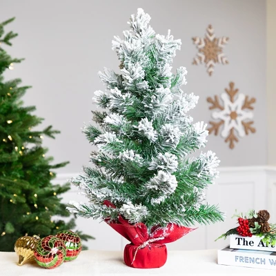 Northlight Full Flocked Angel Pine Artificial Mini Christmas Tree - 24" - Unlit 1 Northlight Full Flocked Angel Pine Artificial Mini Christmas Tree - 24" - Unlit