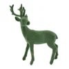 Transpac Green Flock Deer Figurine Decorative Object For Christmas Tabletop Decoration Gift For Collectors And Holiday Decor