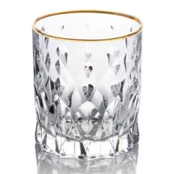 Lorren Home Trends Marilyn Gold Double Old Fashion Tumblers, Set Of 4